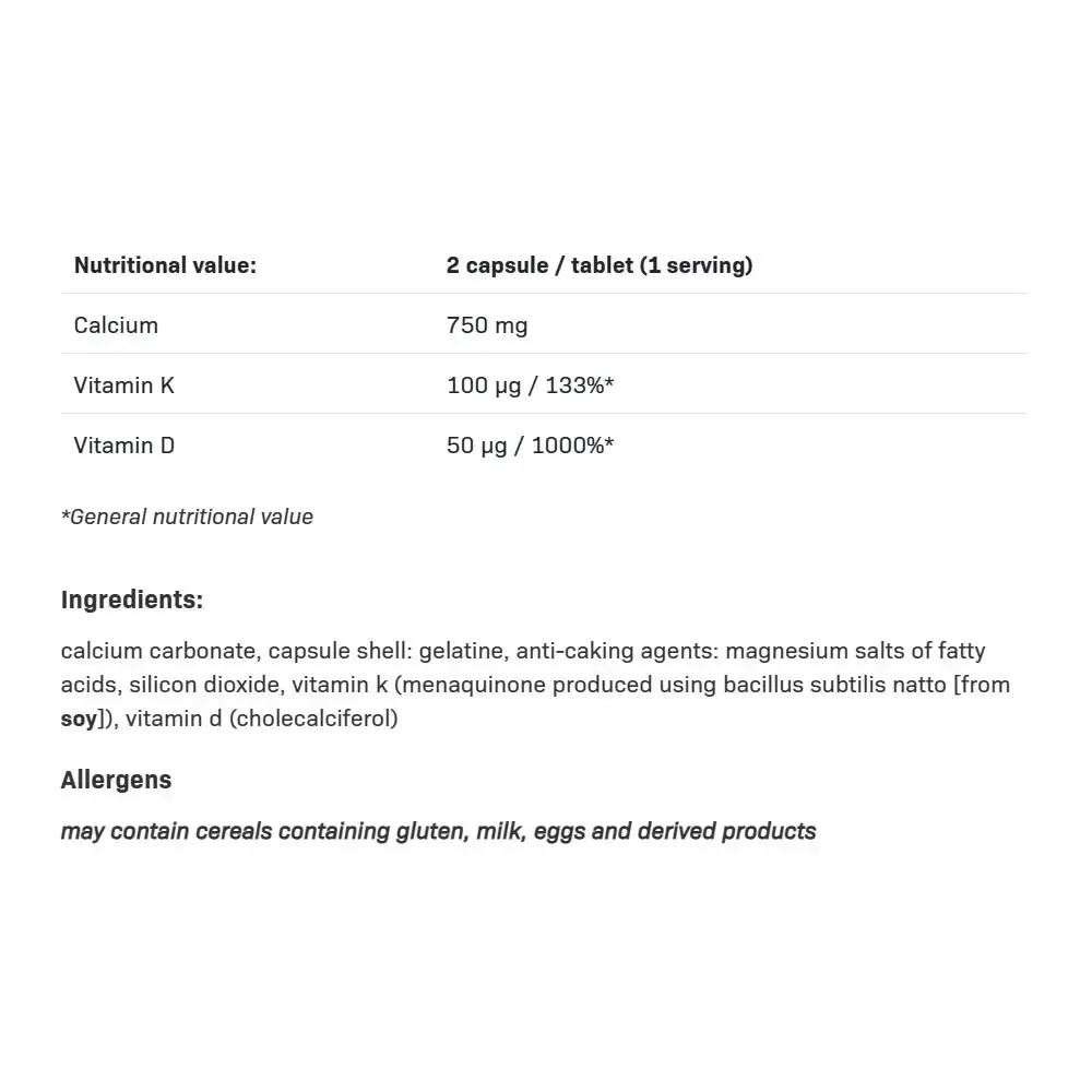 Calcium D3 + K2 – 90 kapsler - Billede 2