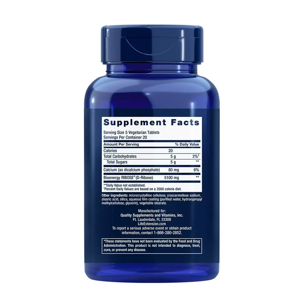 D-Ribose Tabletter – 100 vegetariske tabletter - Billede 2