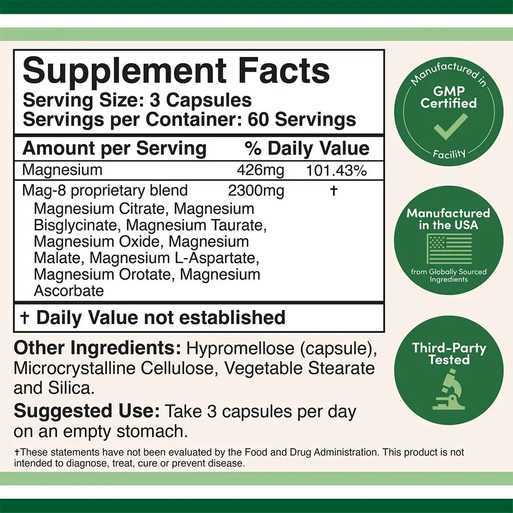 Double Wood Supplements Magnesium Complex (180 kapsler) - Billede 2