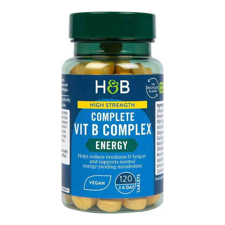 Komplet B-vitaminkompleks med høj styrke – 120 tabletter – Nuvalia