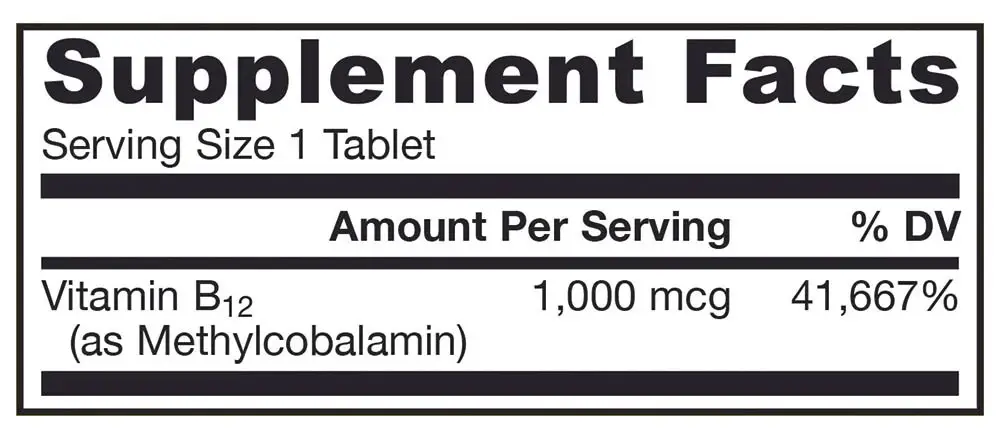1000 mcg (citron) – 100 veganske tyggetabletter – Nuvalia