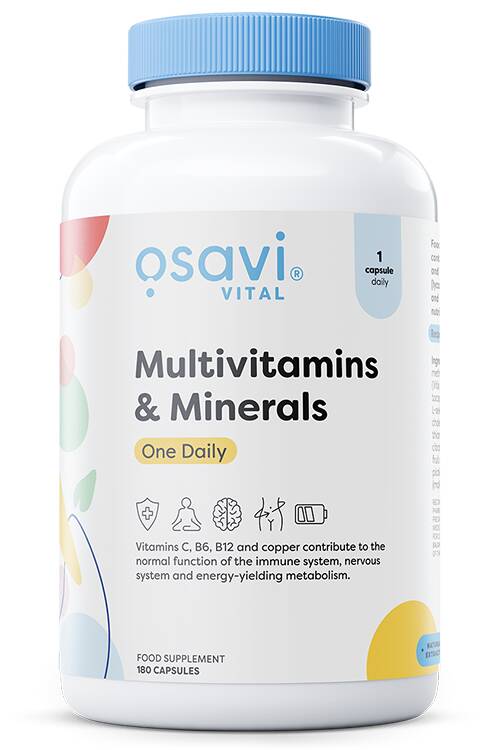 Multivitaminer og mineraler One Daily – 180 kapsler – Nuvalia