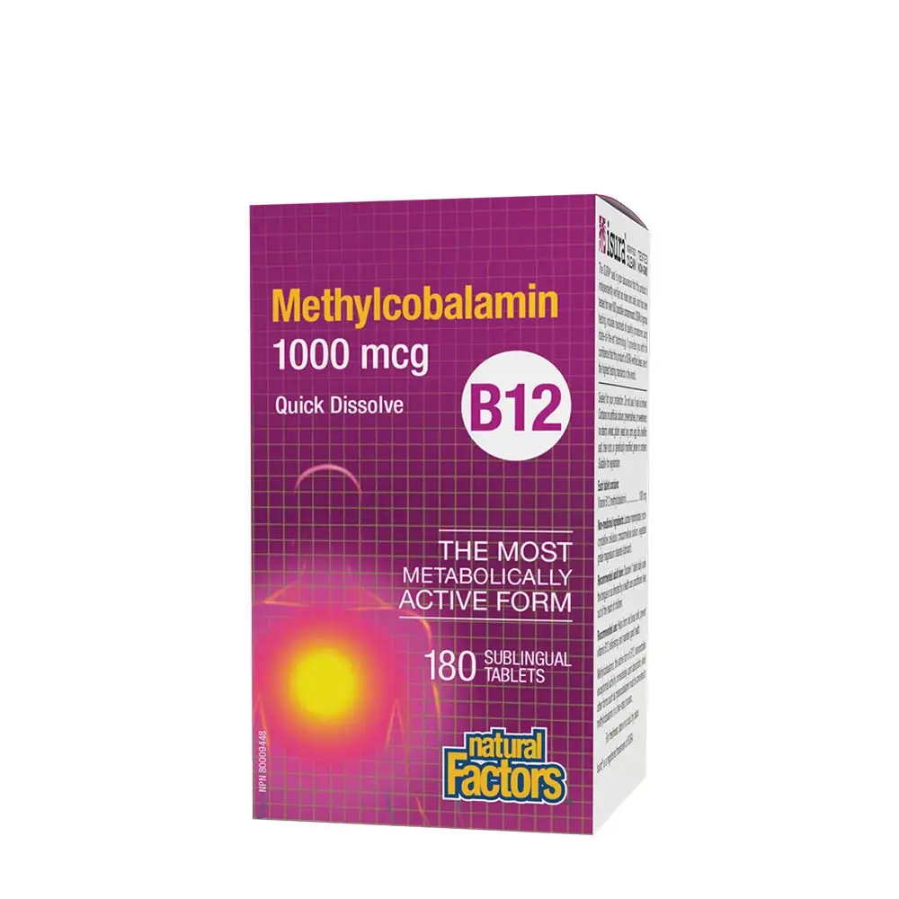 Natural Factors B12 Methylcobalamin 1000 mcg (180 tabletter) - Nuvalia