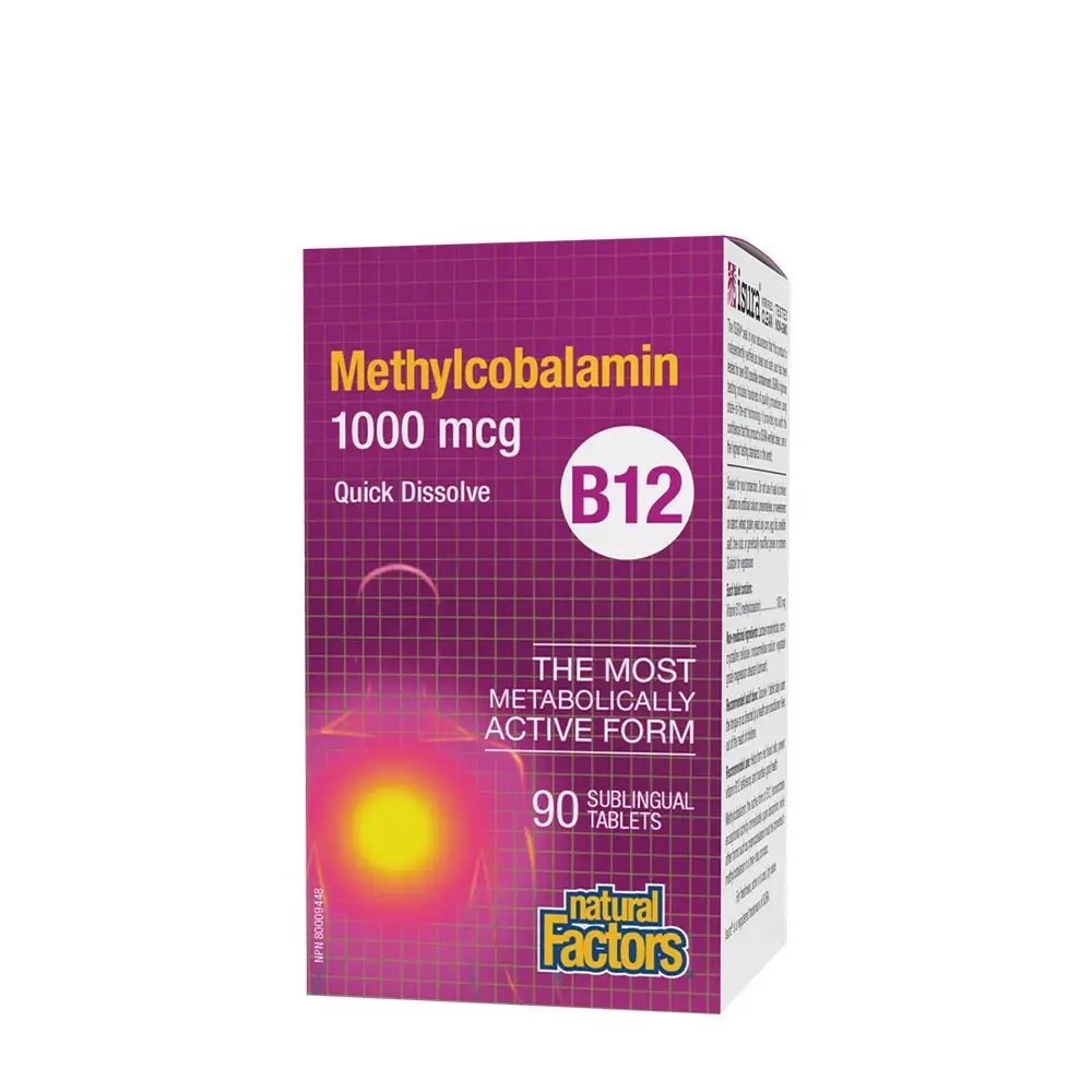 Natural Factors B12 Methylcobalamin 1000 mcg (90 tabletter) - Nuvalia