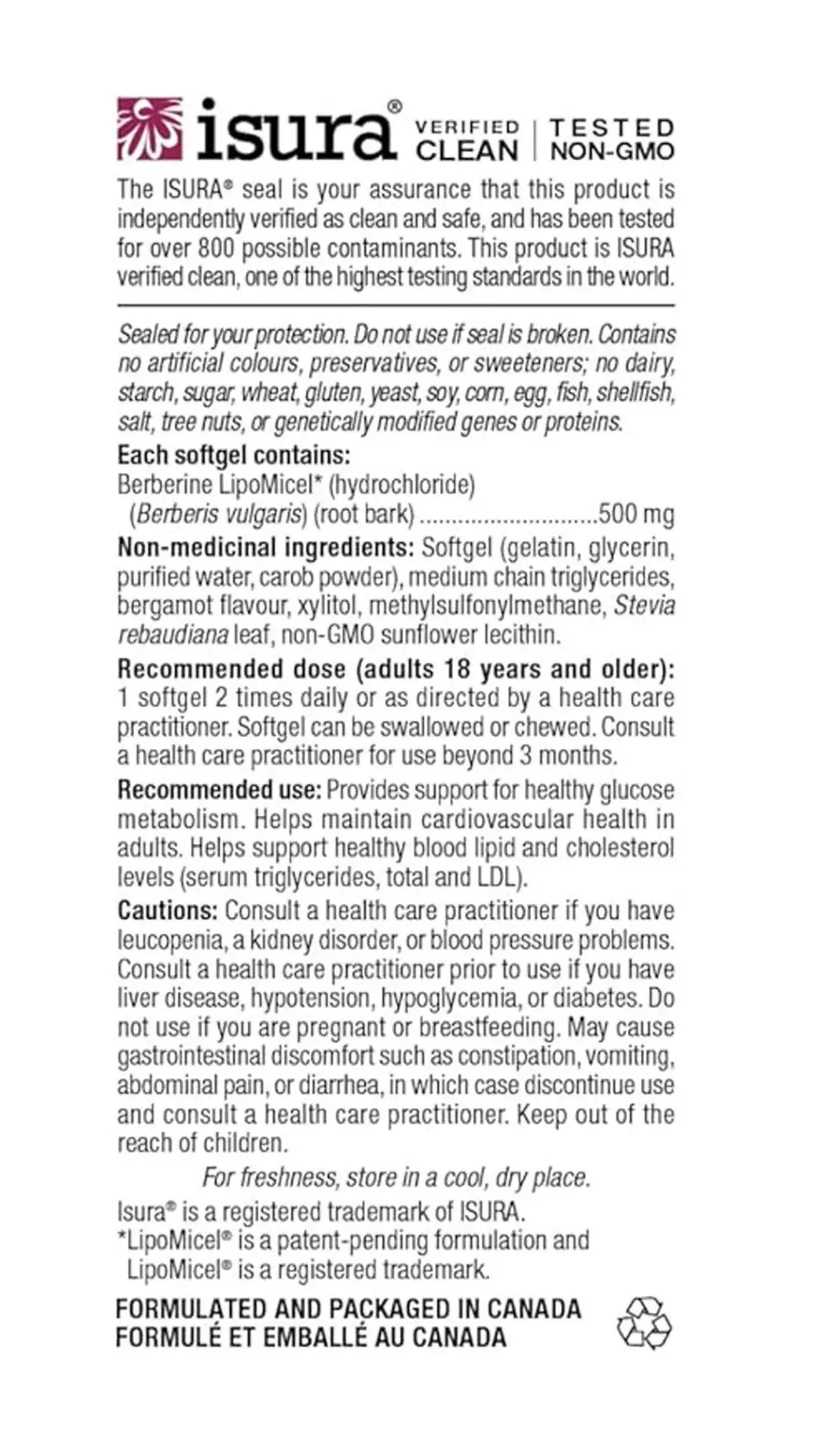 Natural Factors Berberine LipoMicel Matrix (60 Softgels) - Billede 2
