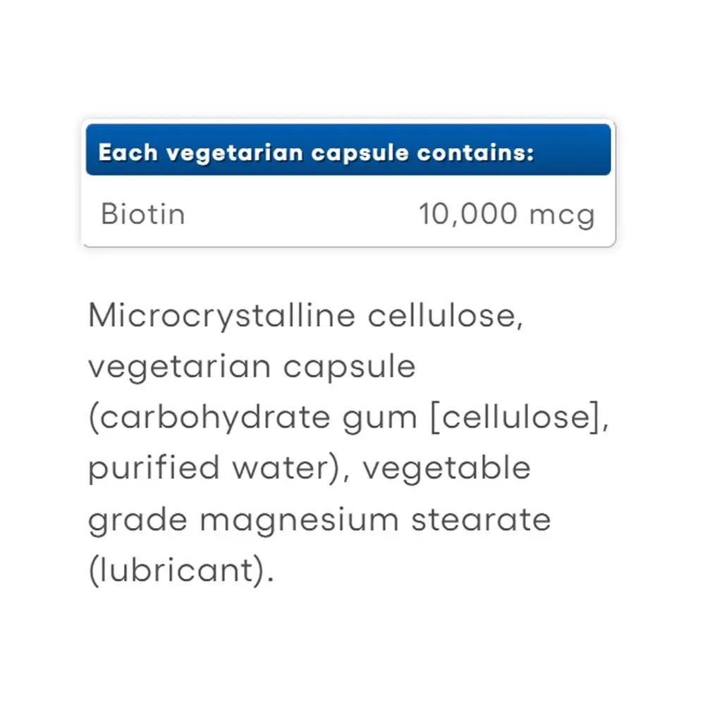 Natural Factors Biotin Extra Strength 10,000 mcg (60 kapsler) - Billede 4
