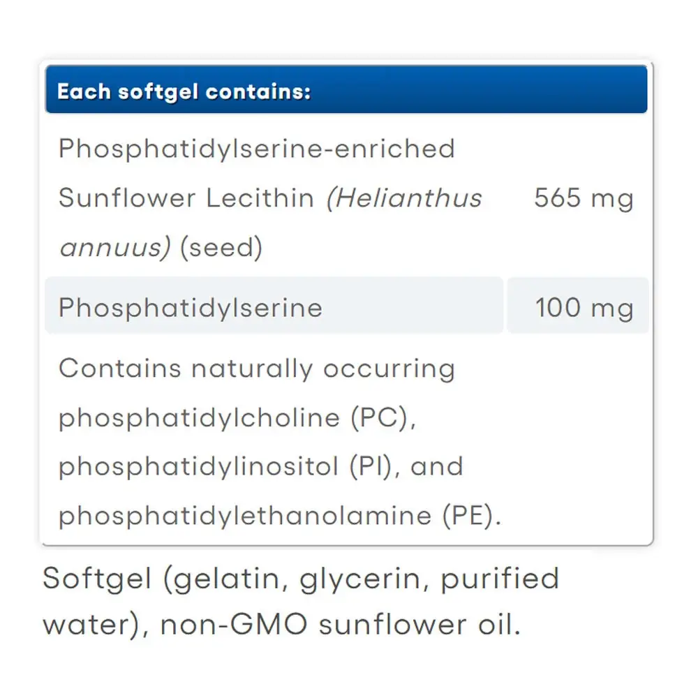 Natural Factors PS PHOSPHATIDYLSERINE 100 MG (60 Softgels) - Billede 2