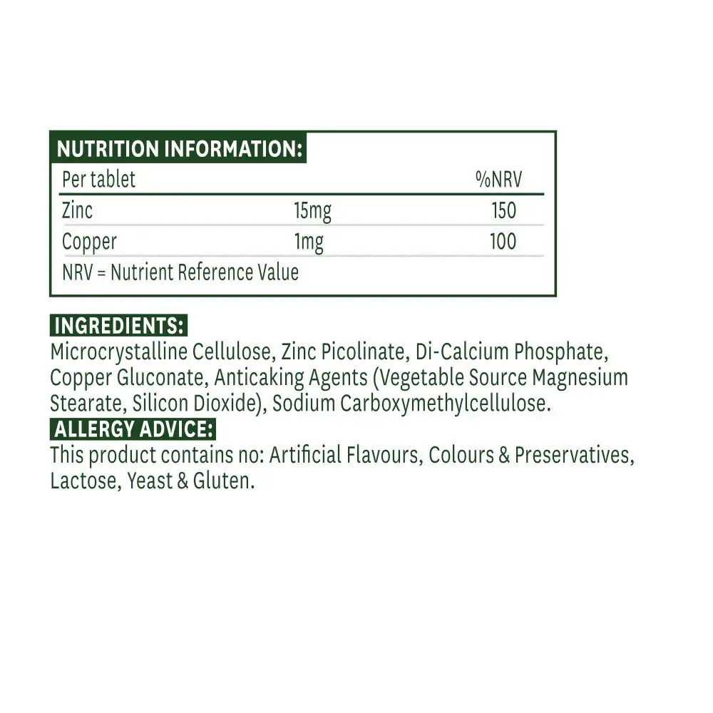 Natures Aid Zinc Picolinate 15 mg (30 Tabletter) - Billede 2