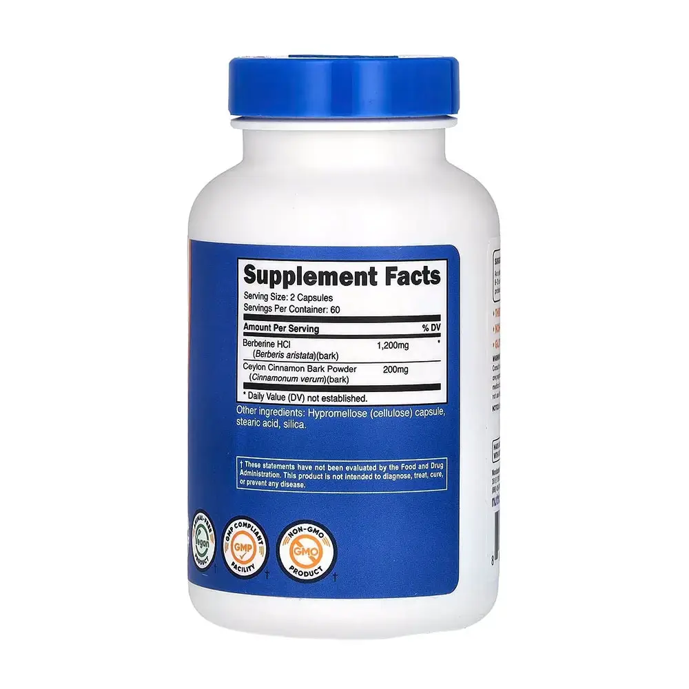 Nutricost Berberine HCl With Ceylon Cinnamon (120 kapsler) - Billede 2