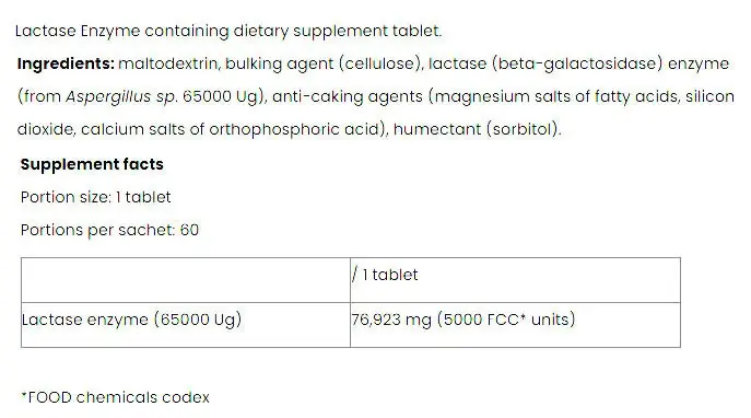 Nutiversum Lactase Enzyme – VITA (60 Tabletter) - Billede 2