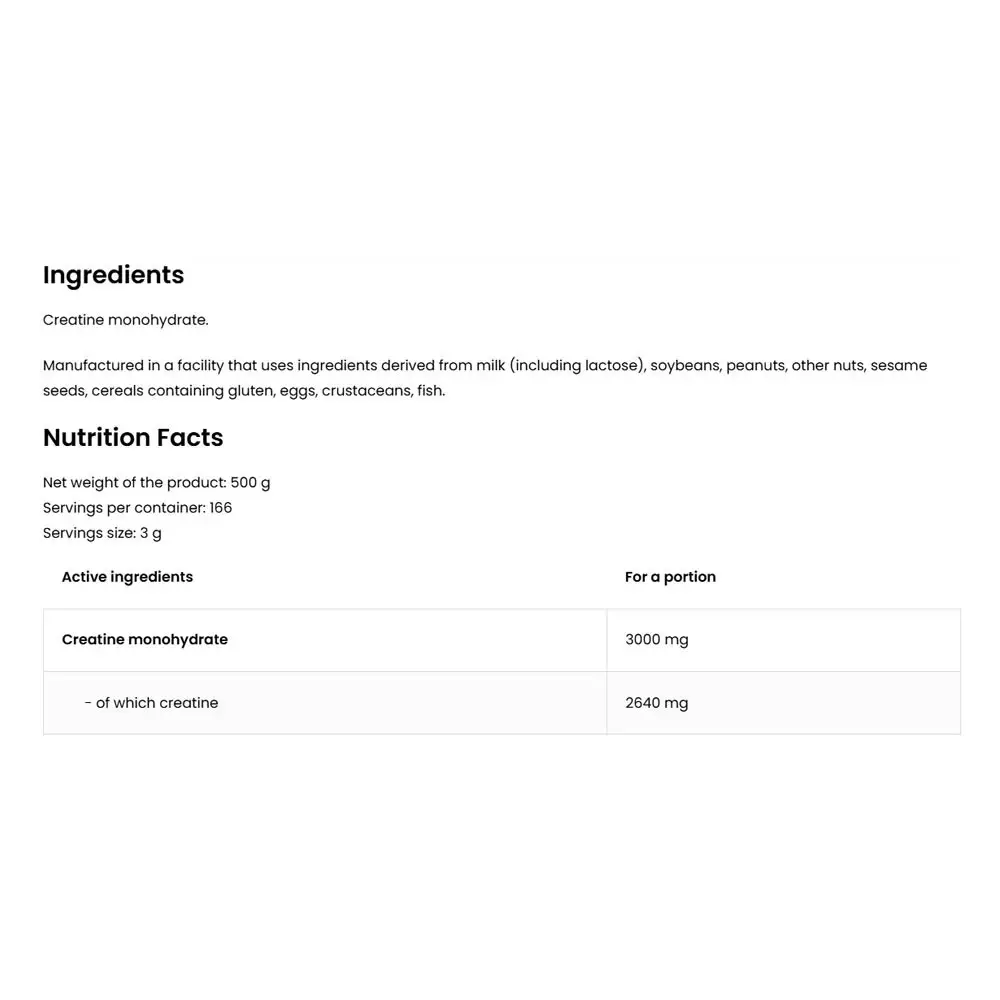 OSTROVIT Creatine Monohydrate natural (500 g) - Billede 2