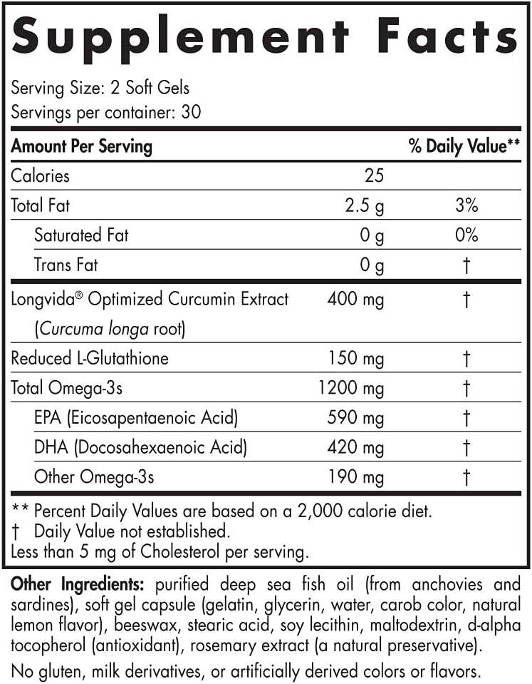 Omega Curcumin, 1200mg – 60 softgels - Billede 3