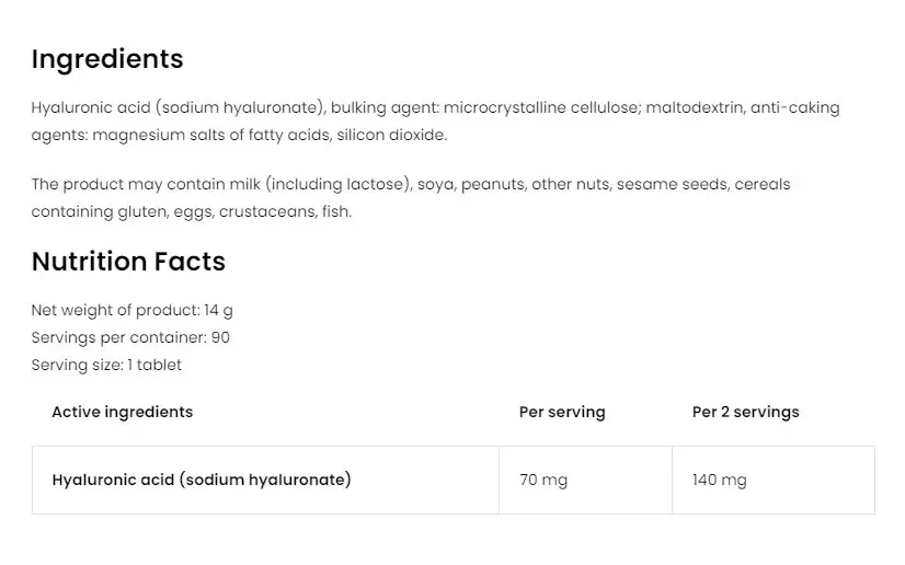Ostrovit Hyaluronic Acid (90 tabletter) - Billede 2