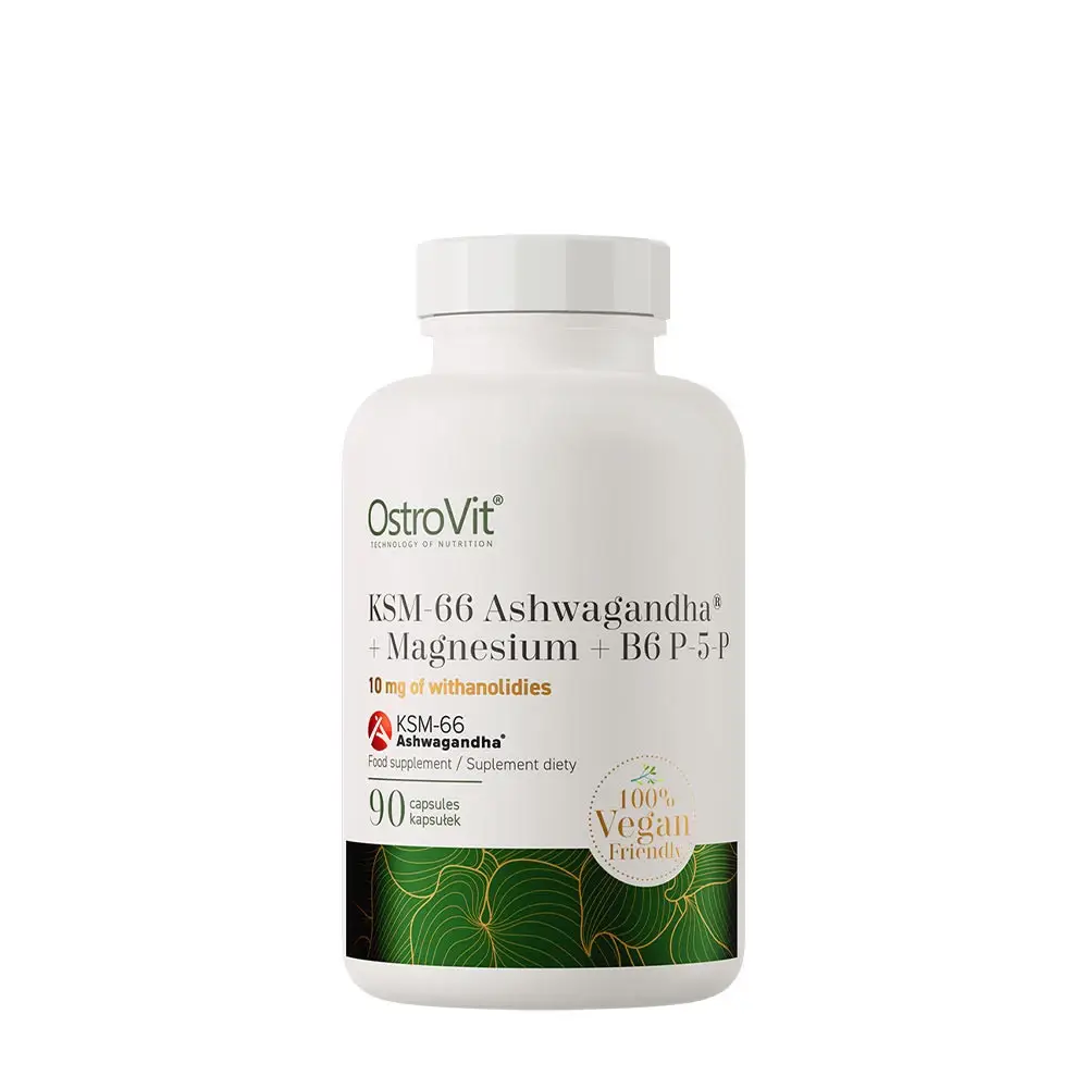 Ostrovit KSM-66 Ashwagandha® + Magnesium + B6 P-5-P (90 vegetabilske kapsler) - Nuvalia