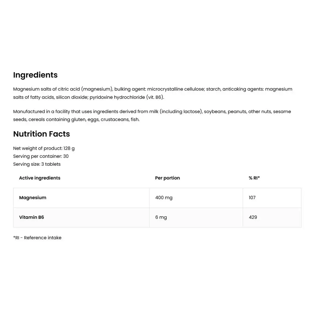 Ostrovit Magnesium Citrate 400 mg + B6 (90 Tabletter) - Billede 2