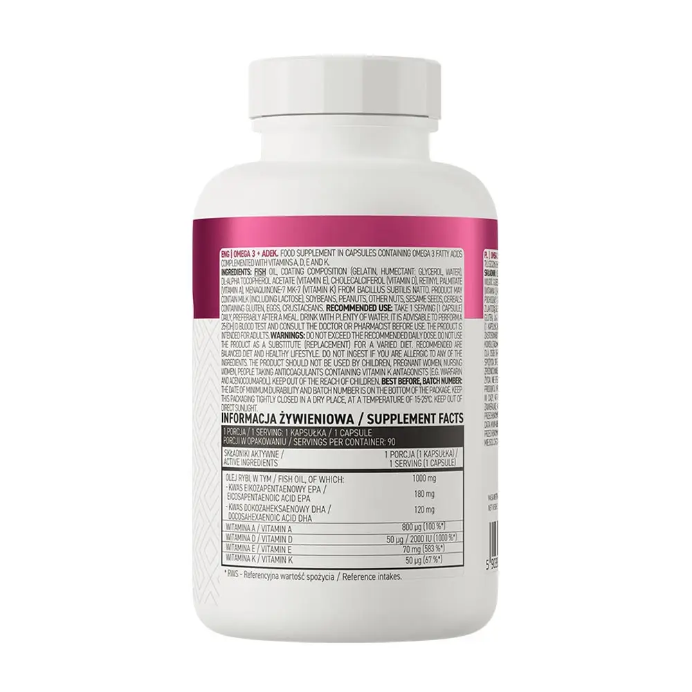 Ostrovit Omega 3 + ADEK (90 kapsler) - Billede 2