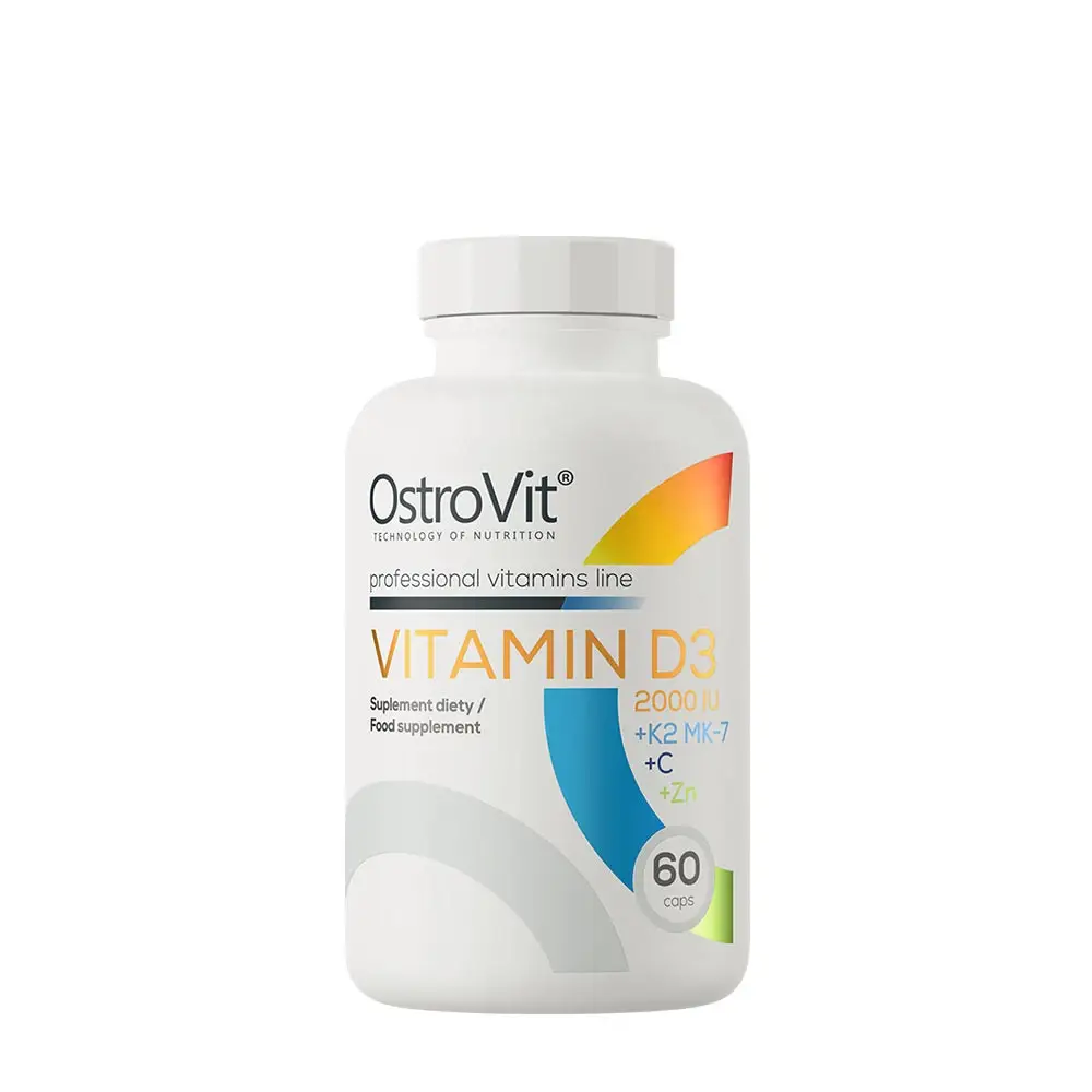 Ostrovit Vitamin D3 2000 IE + K2 MK-7 + C + Zink (60 kapsler) - Nuvalia