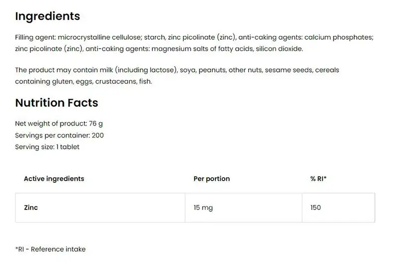 Ostrovit Zinc Picolinate LIMITED EDITION (200 Tabletter) - Billede 2