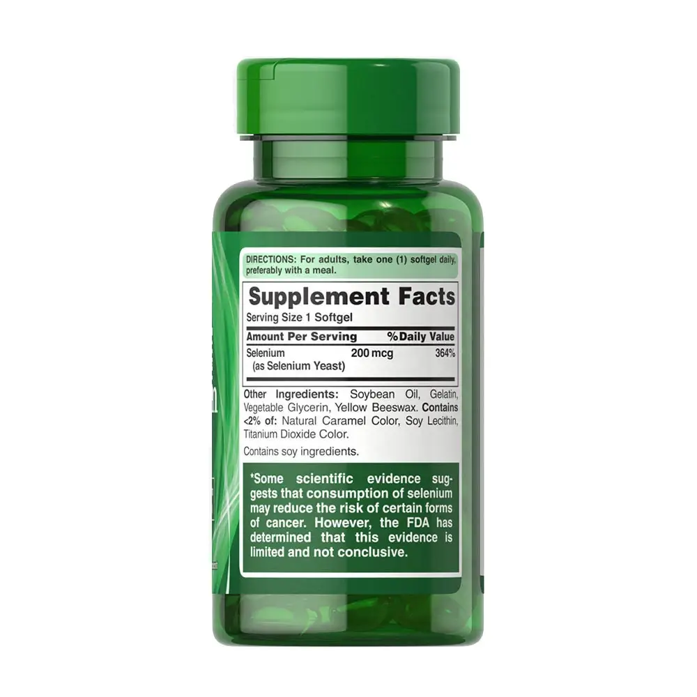 Puritan's Pride Absorbable Selenium 200 mcg (100 Softgels) - Billede 6
