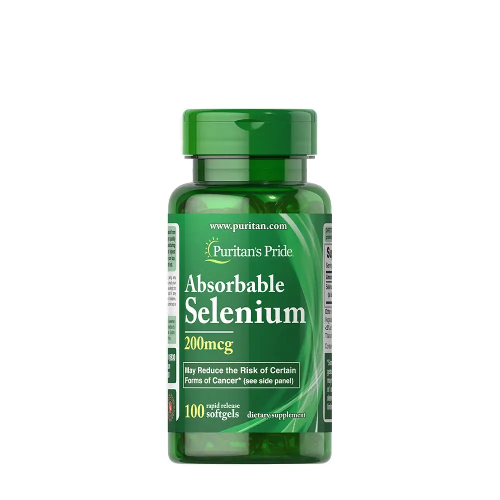Puritan's Pride Absorberbart selen 200 mcg (100 bløde kapsler) - Nuvalia