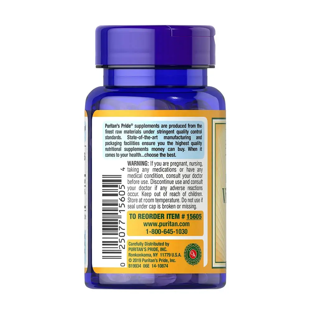 Puritan's Pride Vitamin D3 1000 IU (100 Softgels) - Billede 3