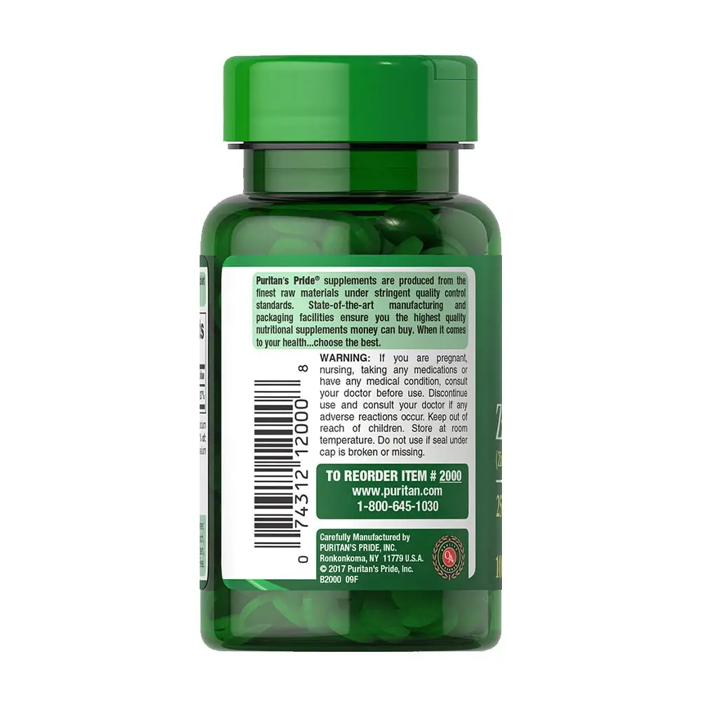 Puritan's Pride Zink 25 mg (100 Tabletter) - Billede 7