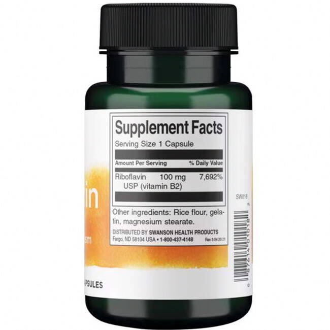 Riboflavin Vitamin B-2, 100mg – 100 kapsler - Billede 3