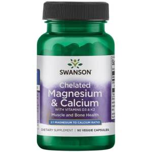 SWANSON Albion Magnesium- og calciumchelat med D-3 og K-2 - Nuvalia
