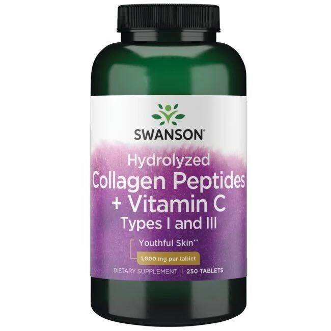 SWANSON Hydrolyseret kollagen I og III + C 250 tabletter - Nuvalia