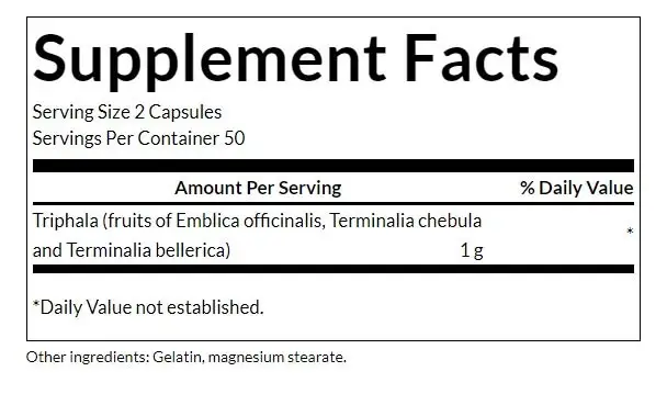 SWANSON Triphala 500mg - 100 kaps - Billede 2