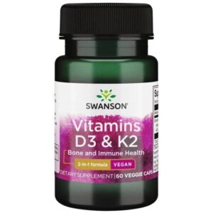 SWANSON Witamina D3 2000IU + K2 75mcg 60vcaps