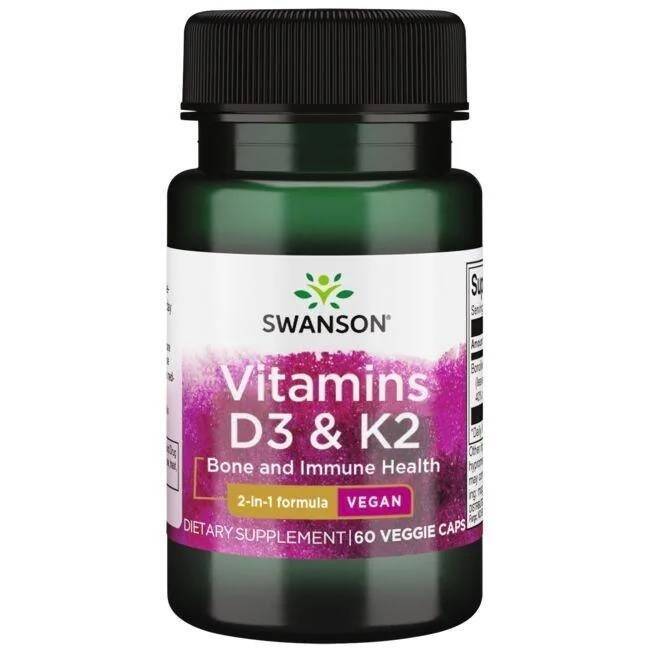 SWANSON D3-vitamin 2000 IU + K2 75 mcg 60 kapsler – Nuvalia