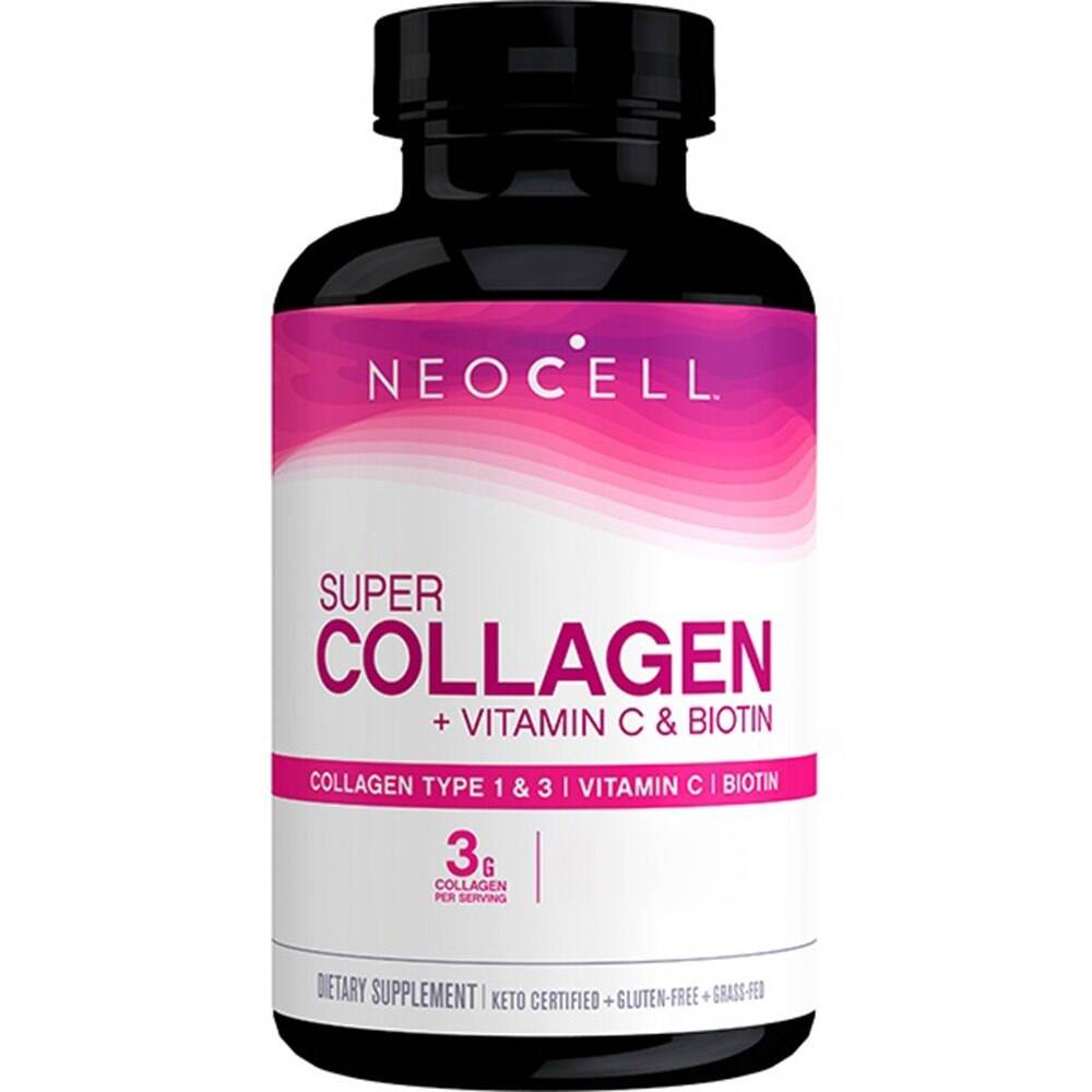 Super Collagen + C-vitamin og biotin – 180 tabletter – Nuvalia