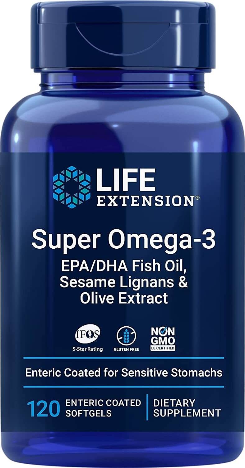 Super Omega-3 EPA/DHA med sesamlignaner og olivenekstrakt – 120 mavebeskyttede blødkapsler – Nuvalia