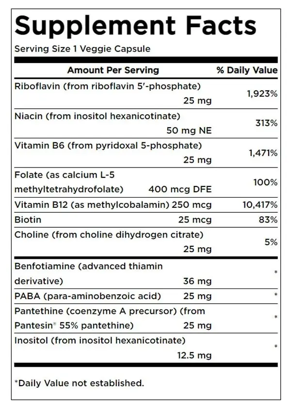 Swanson Activated B-Complex High Bioavailability (60 Veggie Capsules) - Billede 4