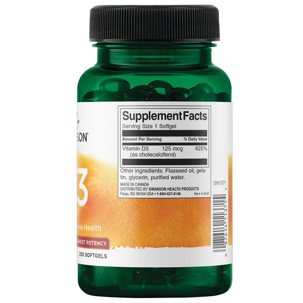 Swanson Vitamin D3 (250 Softgels) - Billede 5