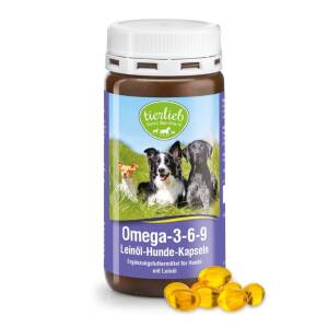 TIERLIEB Omega-3-6-9 Linseed Oil Dog Capsules (180 caps) - Nuvalia