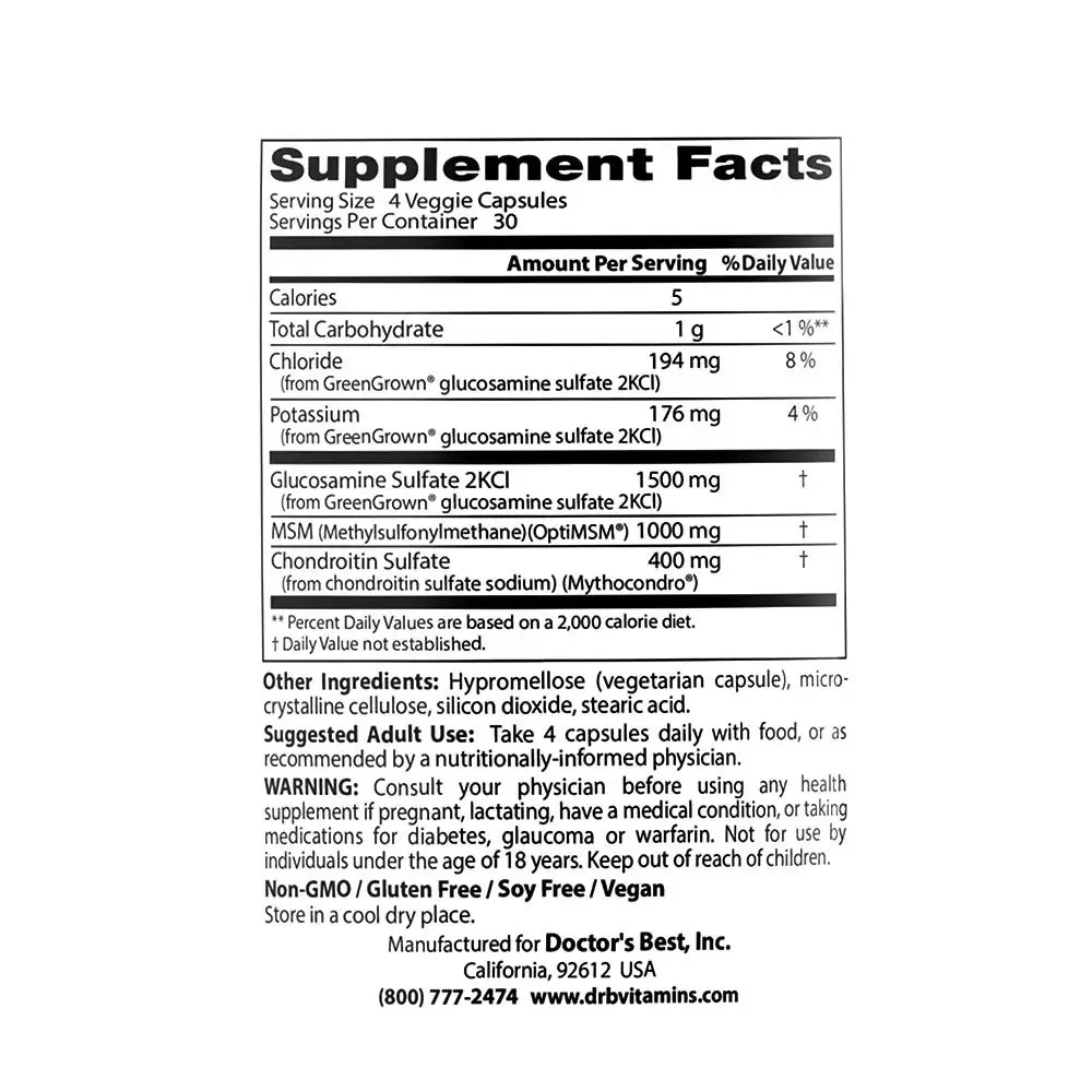 Vegan Glucosamine & Chondroitin & MSM – 120 vcaps - Billede 2