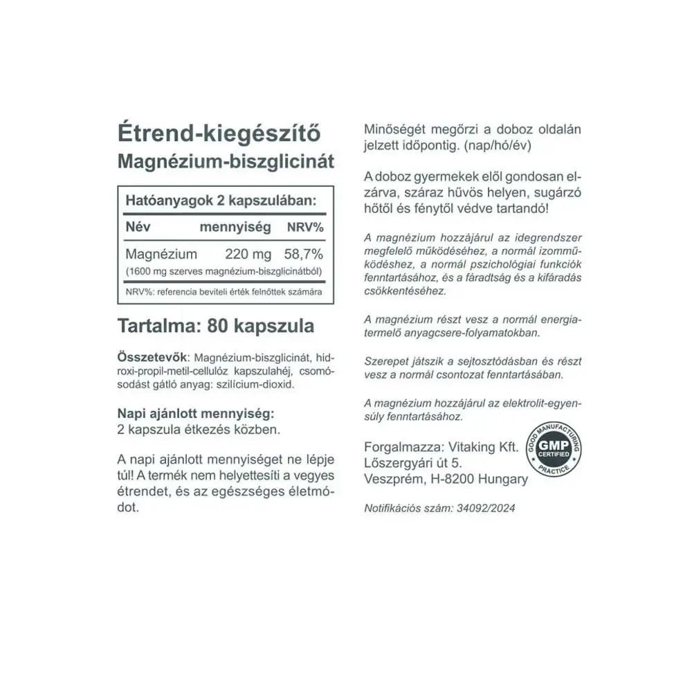 Vitaking Organic Magnesium Bisglycinate (80 kapsler) - Billede 2