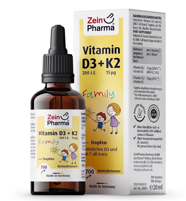 Vitamin D3 + K2 Family Drops - 20 ml. - Nuvalia